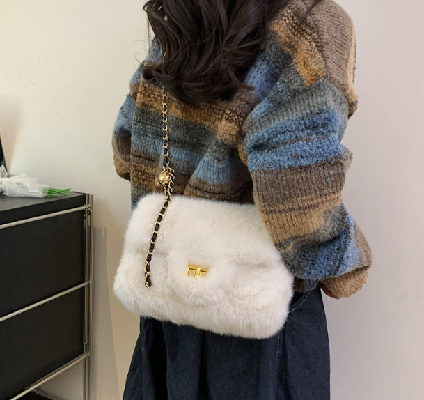 Fluffy Chain Crossbody Bag - Autumn Winter New Style