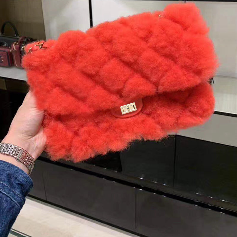 Fluffy Chain Crossbody Bag - Autumn Winter New Style
