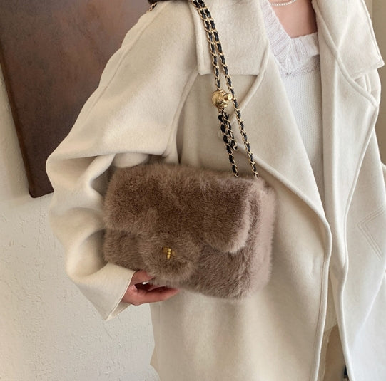 Fluffy Chain Crossbody Bag - Autumn Winter New Style