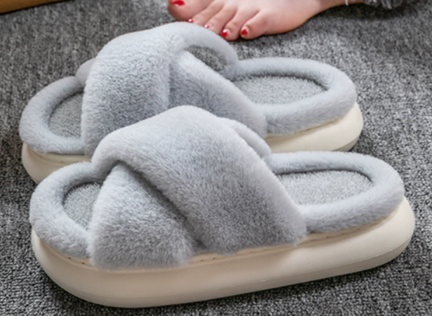 Women's Fluffy Cross Slippers