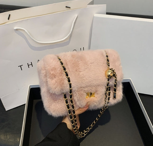 Fluffy Chain Crossbody Bag - Autumn Winter New Style